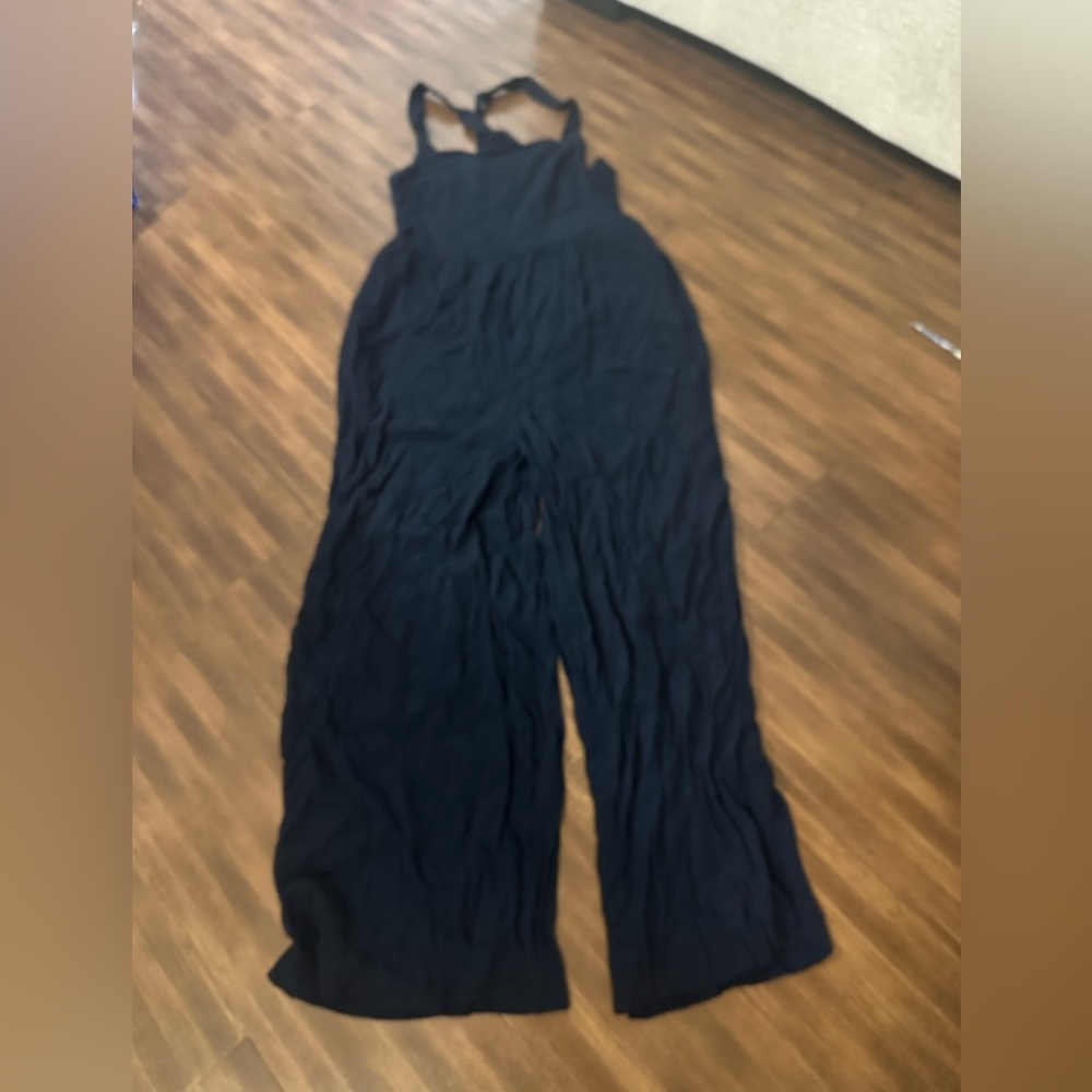 Madewell Smocked Crop Jumpsuit deep navy style H1084 size 00 - Picture 9 of 10